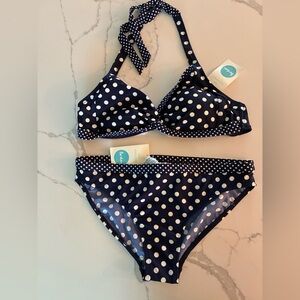 Boden navy and white bikini size 8